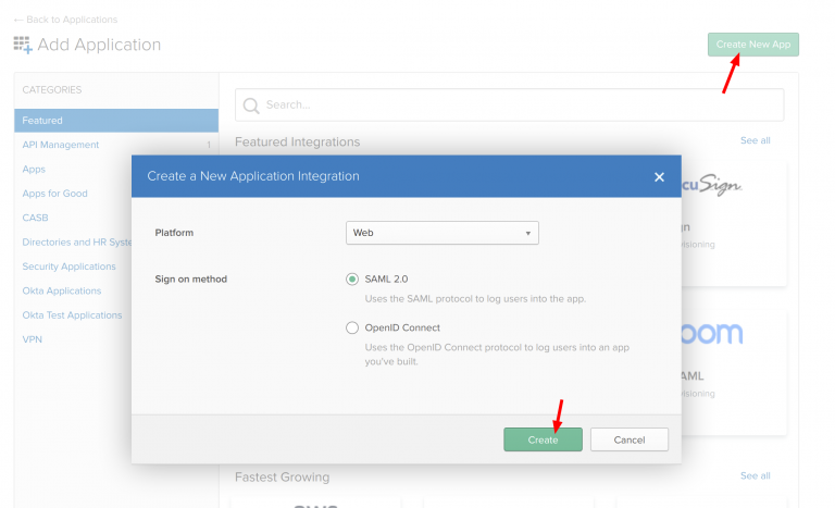 Okta: Create Application